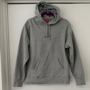 Supreme Light Gray Pullover Hoodie with Small Embroidered Logo